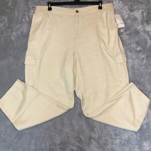 Wonderly Women's Casual Light Weight Pants with Side Pockets Cream Size XXL NWT